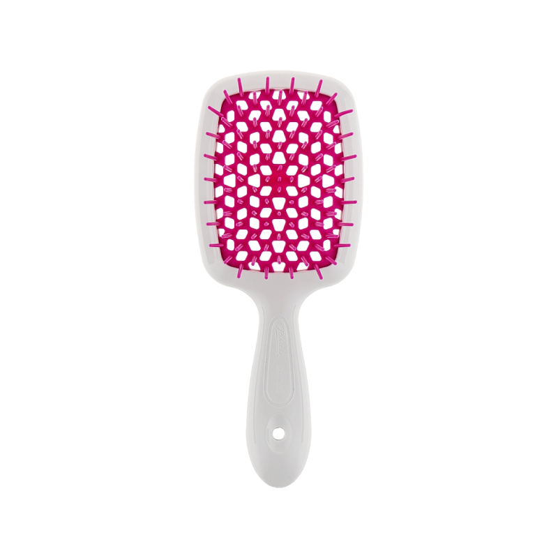 HAIR BRUSH RECTANGULAR WHITE WITH FUCHSIA