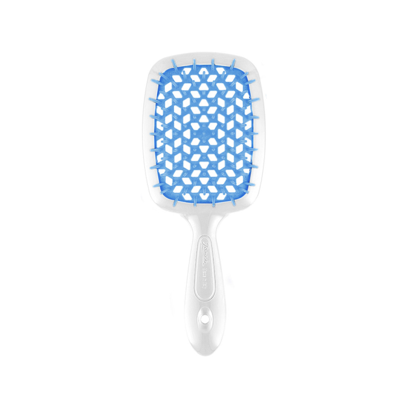 HAIR BRUSH RECTANGULAR WHITE WITH BLUE