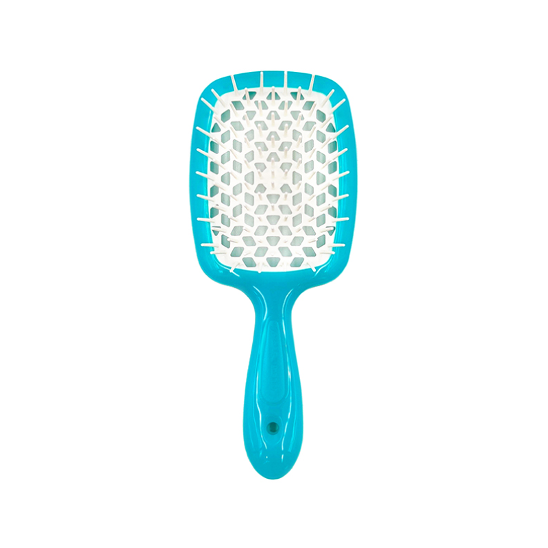 HAIR BRUSH RECTANGULAR TURQUOISE WITH WHITE
