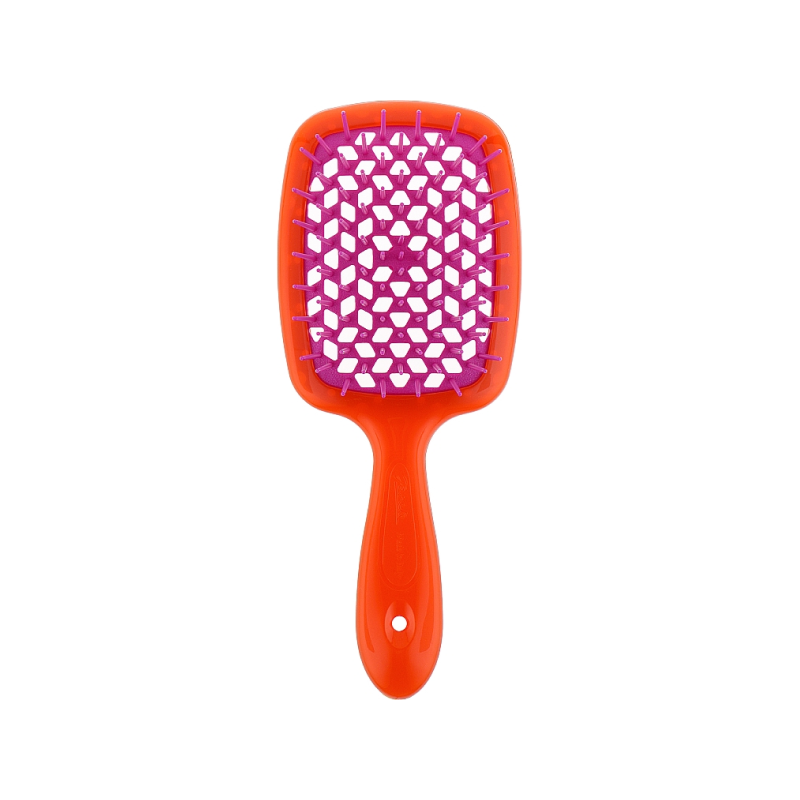 HAIR BRUSH RECTANGULAR CORAL WITH FUCHSIA