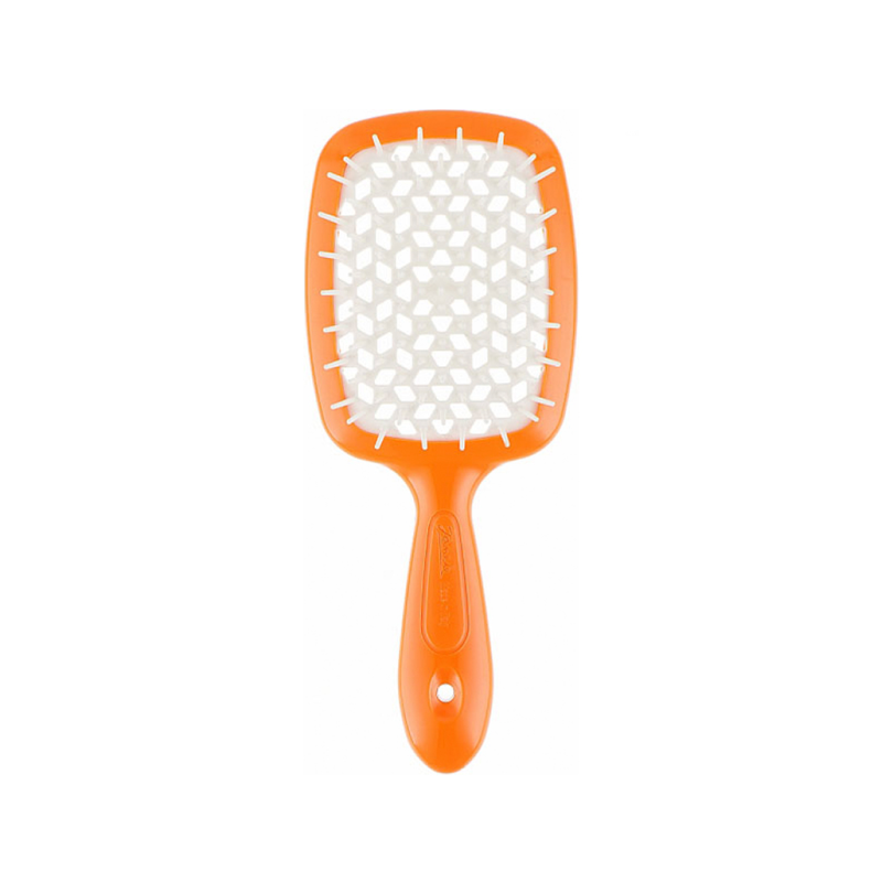 HAIR BRUSH RECTANGULAR ORANGE WITH WHITE