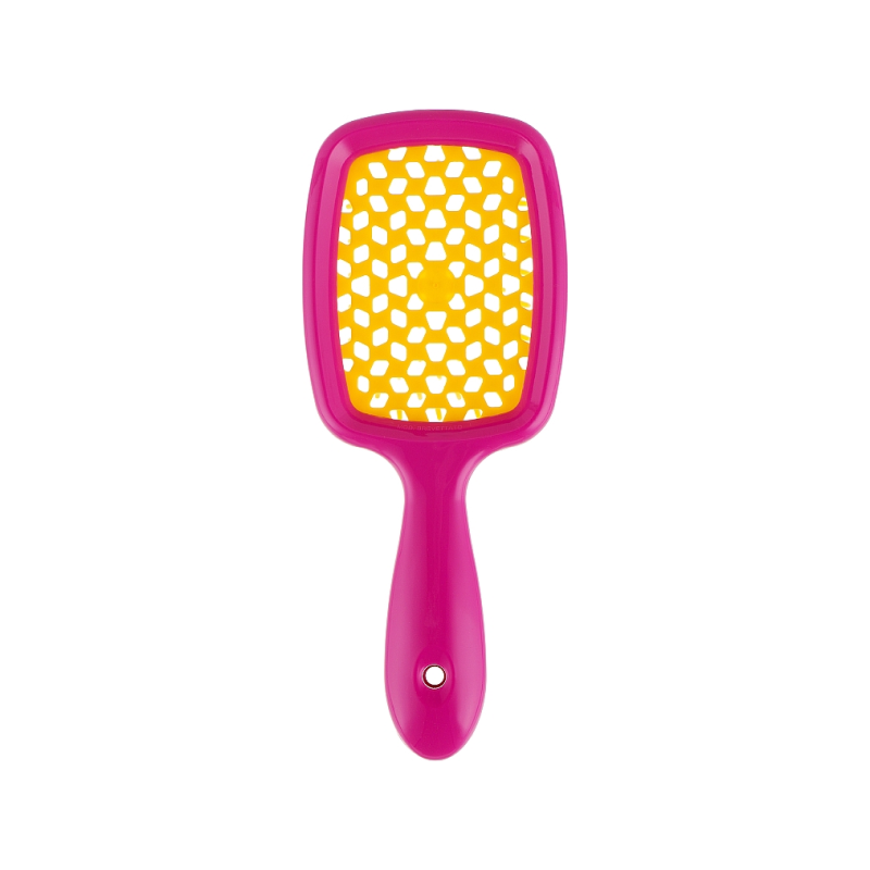 HAIR BRUSH RECTANGULAR PINK WITH YELLOW