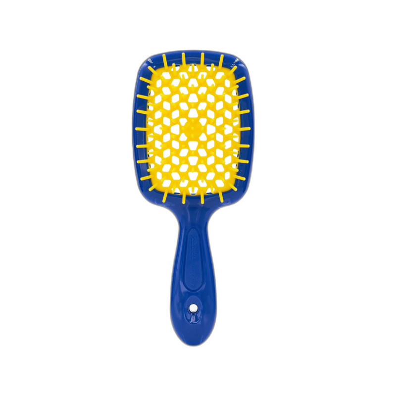 HAIR BRUSH RECTANGULAR BLUE WITH YELLOW