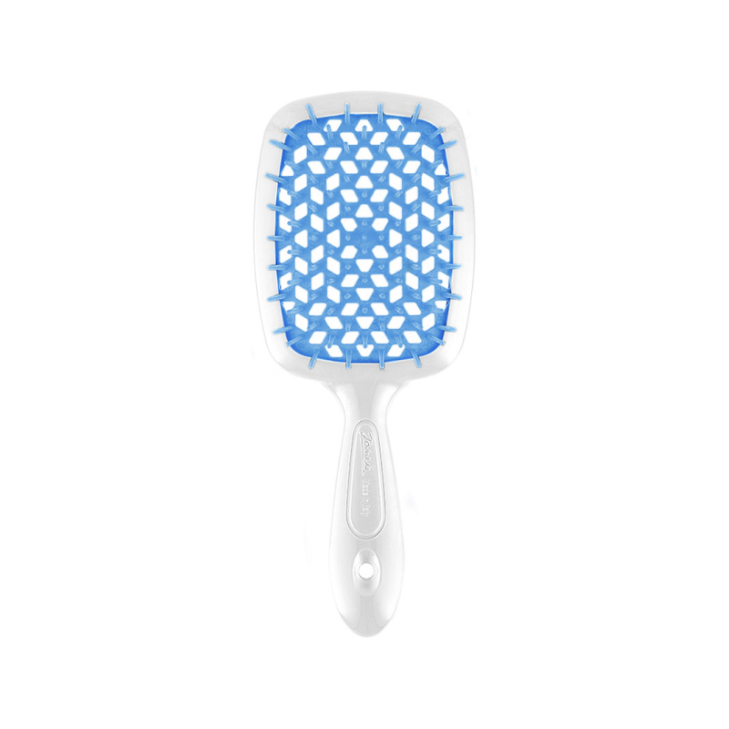 HAIR BRUSH RECTANGULAR (SMALL) WHITE WITH BLUE