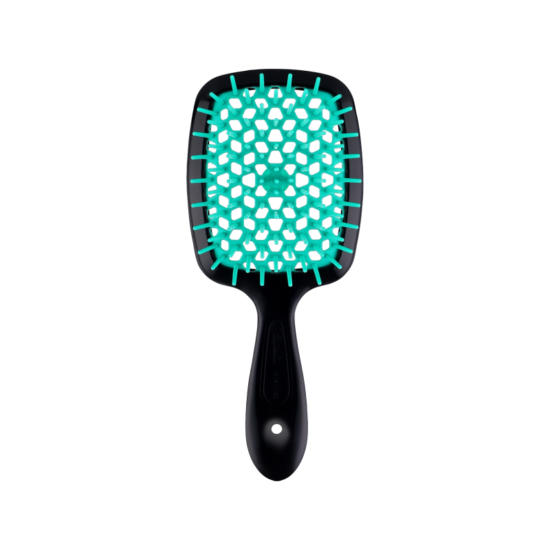 HAIR BRUSH RECTANGULAR (SMALL) BLACK WITH TURQUOISE