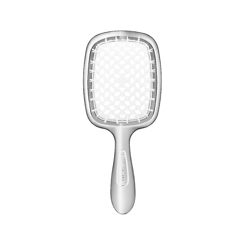 HAIR BRUSH RECTANGULAR SILVER WITH WHITE