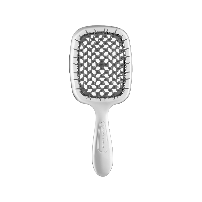 HAIR BRUSH RECTANGULAR SILVER WITH BLACK