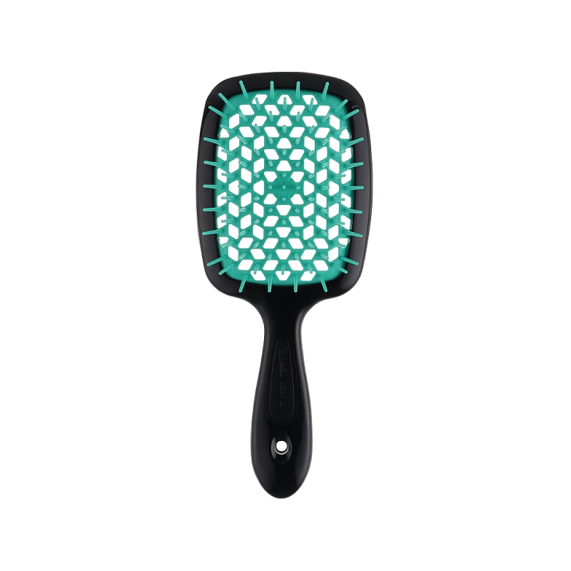 HAIR BRUSH RECTANGULAR (TFF) BLACK WITH TURQUOISE