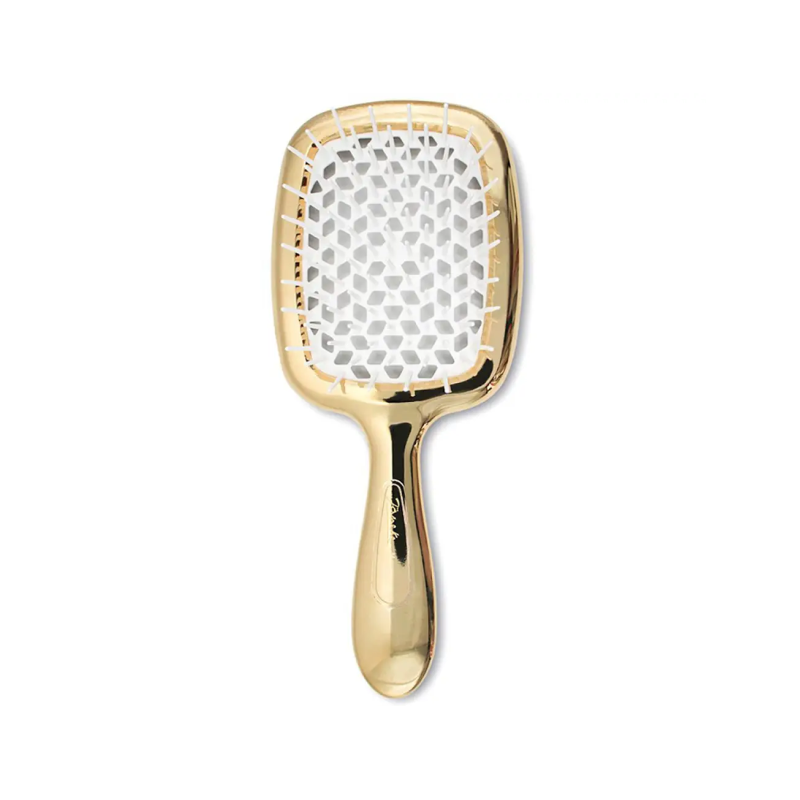 HAIR BRUSH RECTANGULAR GOLD WITH WHITE